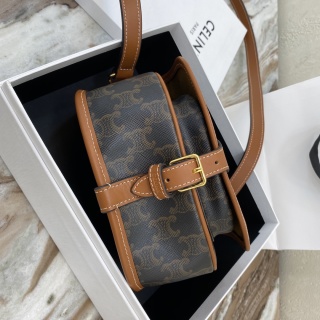 Celine - Triomphe - Medium Triomphe Canvas Saddle Bag - Image 6