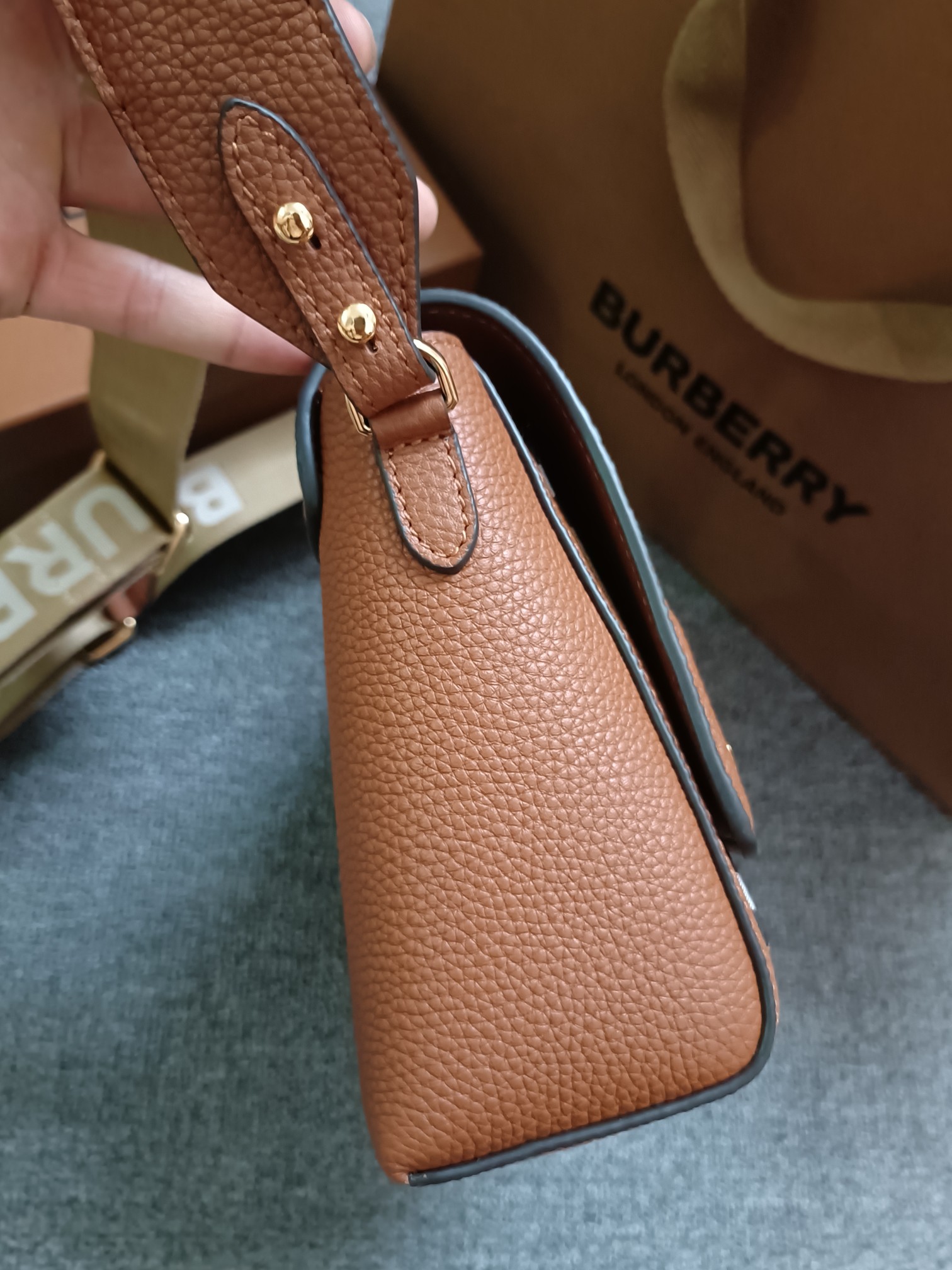 Burberry - Check - Check Leather Crossbody Bag - Image 4