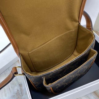 Celine - Triomphe - Medium Triomphe Canvas Saddle Bag - Image 8