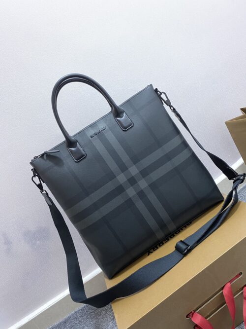 Burberry - Check - Check Leather Tote Bag