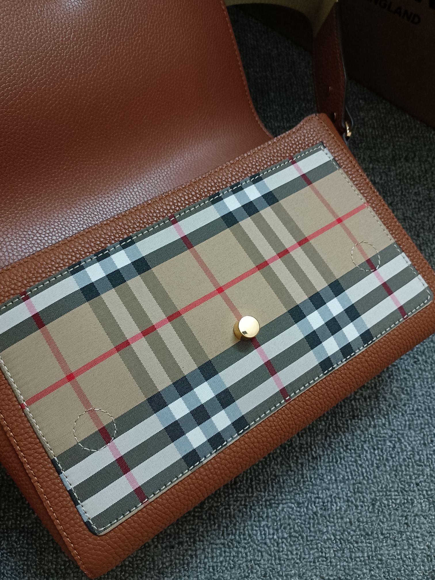 Burberry - Check - Check Leather Crossbody Bag - Image 7