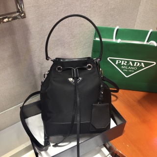Prada - Nylon and Saffiano - Nylon and Saffiano Leather Bucket Bag - Image 2