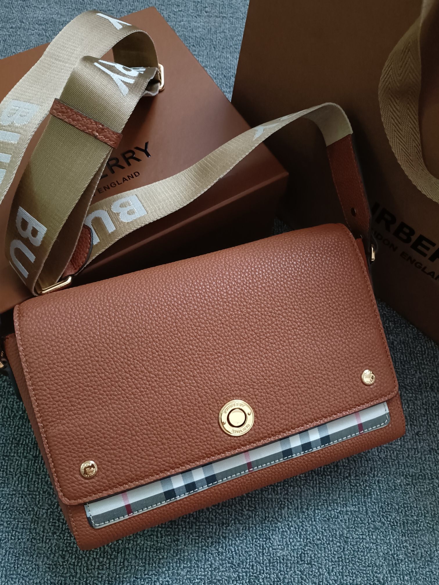 Burberry - Check - Check Leather Crossbody Bag - Image 2